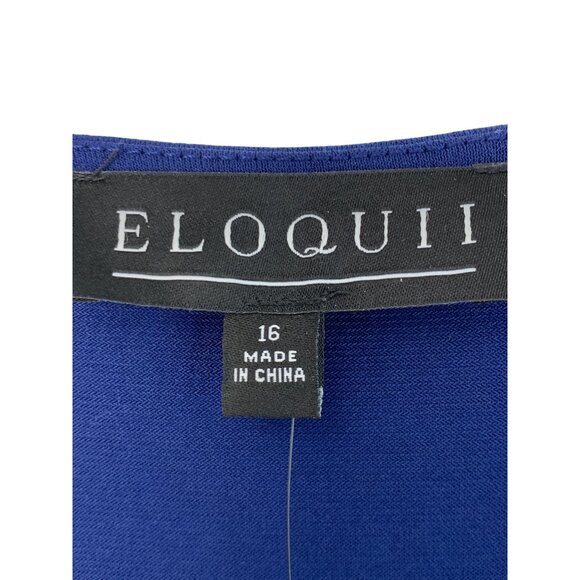 Eloquii Women's Blue Twist Front Long Sleeve Dress Size 16 NWT 7242 Midi Pleat - Picture 3 of 9